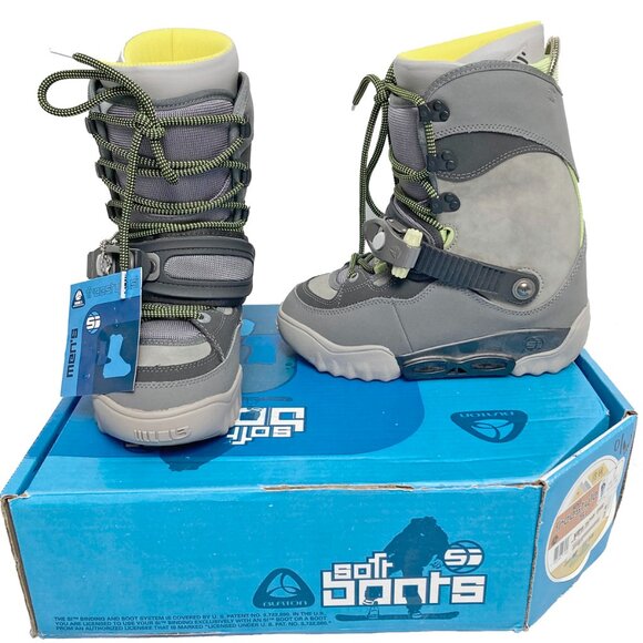 BRAND NEW BURTON FREESTYLE SI STEP IN SNOWBOARD BOOTS! SIZE 5  LIGHT GRAY YELLOW - Picture 1 of 1